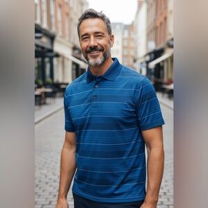 Ben Hogan Performance Polo, Blue Stripe, Men’s size M